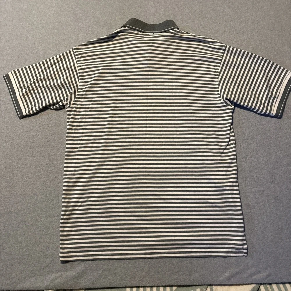 TWINHILL Golf Company Men's XL Gray White Striped Polo‎ Very Good Cond.